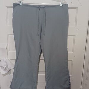 Cherokee Womans Medium Lt Gray Drawstring & Elastic Back Flair Leg Scrub Pants
